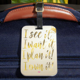 Chic Gold-Schrift-Typografie Motivations-Text  Gepäckanhänger
