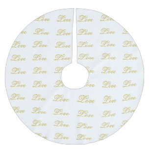 Chic Gold Schrift Weiß Liebe Hochzeit Kalligraphie Polyester Weihnachtsbaumdecke