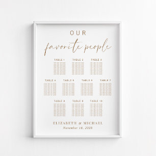 Chic Gold Script 10 Tisch Hochzeit Sitzplan Poster