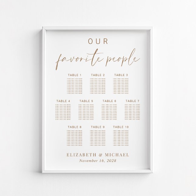 Chic Gold Script 10 Tisch Hochzeit Sitzplan Poster (Von Creator hochgeladen)