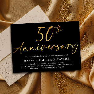 Chic Gold Script 50. Hochzeitstag Einladung