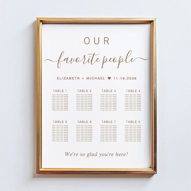 Chic Gold Script 8 Table Wedding Chart Poster (Von Creator hochgeladen)