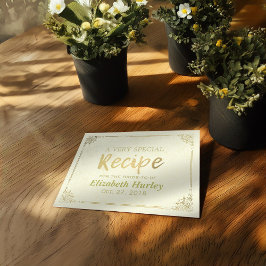 Chic Gold Script Blumenrahmen Brautparty Rezept Einladungspostkarte
