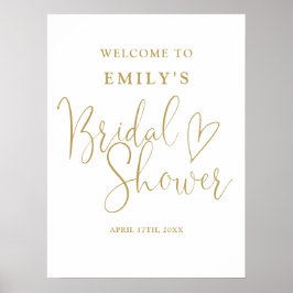 Chic Gold Script Brautparty Willkommenszeichen Poster