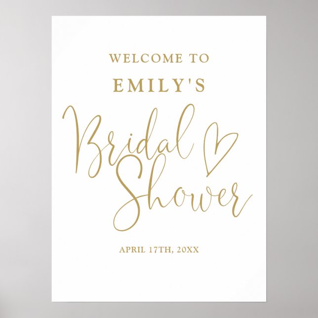 Chic Gold Script Brautparty Willkommenszeichen Poster (Vorne)