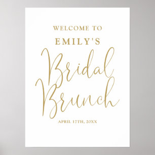 Chic Gold Script Bridal Brunch Begrüßungszeichen Poster