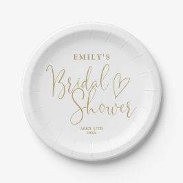 Chic Gold Script Calligraphy Brautparty Pappteller