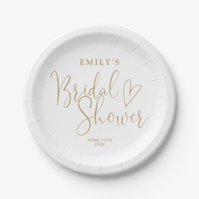 Chic Gold Script Calligraphy Brautparty Pappteller (Vorderseite)