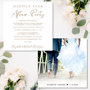 Chic Gold Script Foto Hochzeitsempfang Einladung