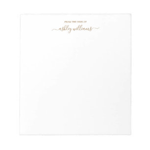 Chic Gold Script From the Desk of Name Custom Notizblock