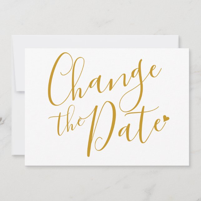 Chic Gold Script Hochzeit ändern das Datum Save The Date (Vorderseite)