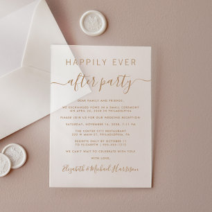 Chic Gold Script Hochzeitsempfang Mattiert Acryleinladungen