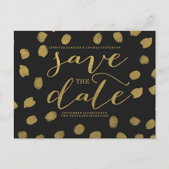 Chic Gold Script Save the Date Postcard Ankündigungspostkarte (Vorderseite)