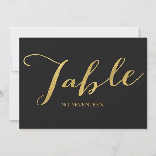 Chic Gold Script Tischnummer Cards (Vorderseite)