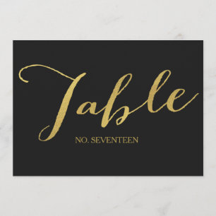 Chic Gold Script Tischnummer Cards