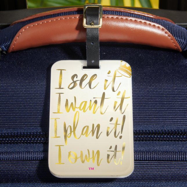 Chic Gold Script Typography Motivational Text  Gepäckanhänger (Vorderseite Insitu 2)