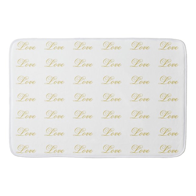Chic Gold Script White Liebe Hochzeitkalligrafie Badematte (Vorderseite)