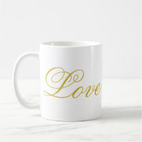 Chic Gold Script White Liebe Hochzeitkalligrafie