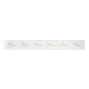 Chic Gold Script White Liebe Hochzeitkalligrafie Satinband
