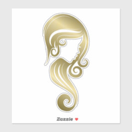 Chic Gold Shine Beauty Girl & Makeup Salon Aufkleber