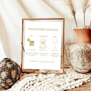 Chic Gold Signature Coctail Drink Hochzeit Bar Sig Poster