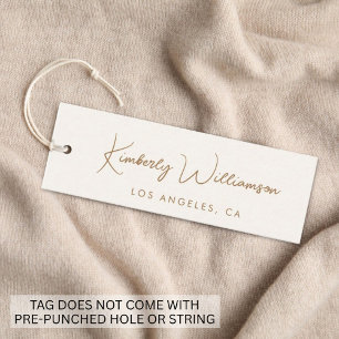 Chic Gold Signature Schriftzug Creme-Hängeschild Mini Visitenkarte