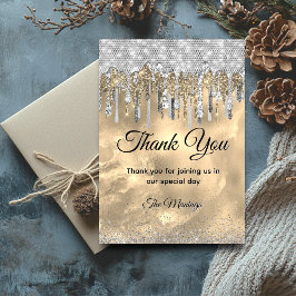 Chic gold silber Glitzer Tropfen Danke Karte