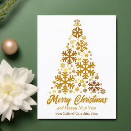 Chic Gold Snowflakes Frohe Weihnachtsbaumfirma Feiertagspostkarte