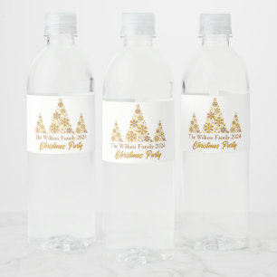 Chic Gold Snowflakes Weihnachts-Party Personalisie Wasserflaschenetikett