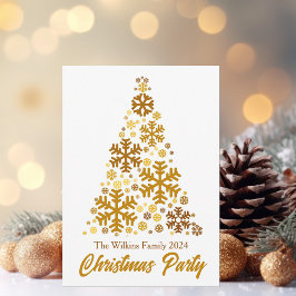 Chic Gold Snowflakes Weihnachtsbaum Party Einladung