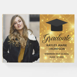 Chic Gold Sparkle 2022 Graduate Foto Abschluss Gästebuch