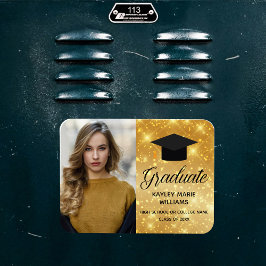 Chic Gold Sparkle Abschluss Foto 2025 Graduate Magnet