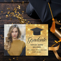 Chic Gold Sparkle Graduate Foto 2025 Abschluss