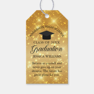 Chic Gold Sparkle Graduation Party Custom Geschenkanhänger
