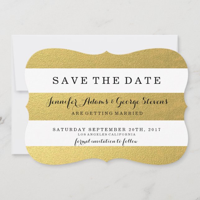 CHIC GOLD STRIPES SAVE THE DATE (Vorderseite)