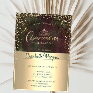 Chic Gold-Tiara, Diamanten Vintage Quinceañera Einladung