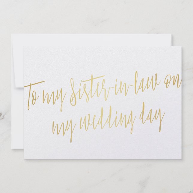 Chic Gold "To my Schwesterin in my wedding day" (Vorderseite)