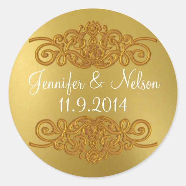 Chic Gold Tone Wedding Umschlag Aufkleber