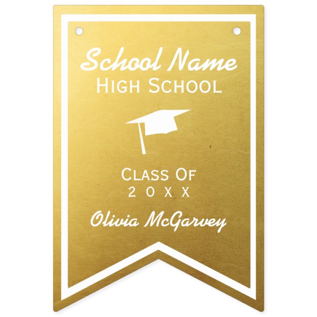 Chic Gold Trendy Abschluss Class of 20XX Jagd Wimpelkette (Erste Fahne)