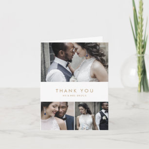 Chic Gold Typografie 3 FotoCollage Dankeskarte