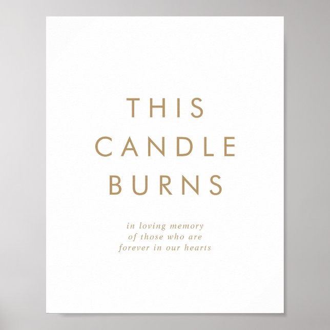 Chic Gold Typografie Diese Kerze Burns Hochzeit Poster (Vorne)