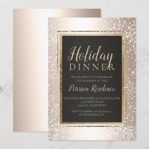 Chic Gold Typografie Schnee Feier Metal Einladung