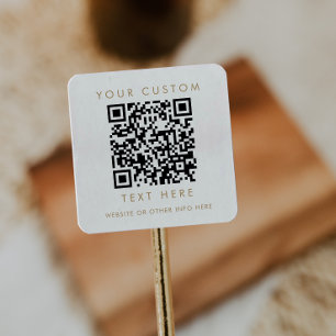 Chic Gold Typografie Small Business Custom QR Code Quadratischer Aufkleber