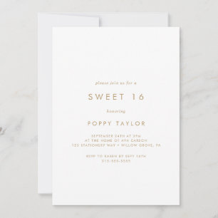 Chic Gold Typografie Sweet 16 Geburtstag Einladung