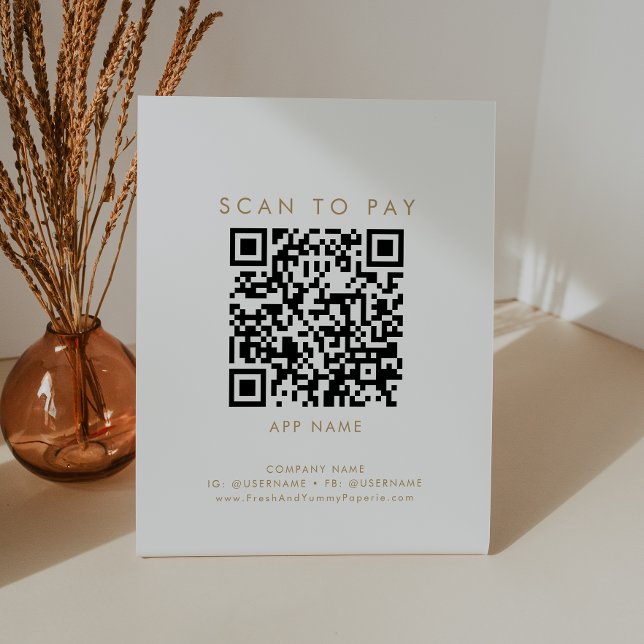 Chic Gold Typografy Business Scan zu bezahlen Sockelschild (Von Creator hochgeladen)