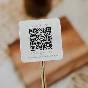 Chic Gold Typografy Business Social Media QR-Code Quadratischer Aufkleber