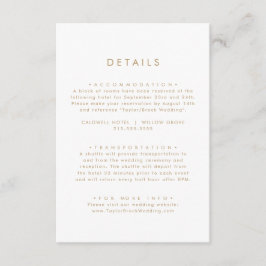 Chic Gold Typografy Wedding Details Begleitkarte