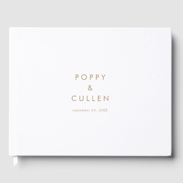 Chic Gold Typografy Wedding Guest Book Gästebuch (Vorderseite)