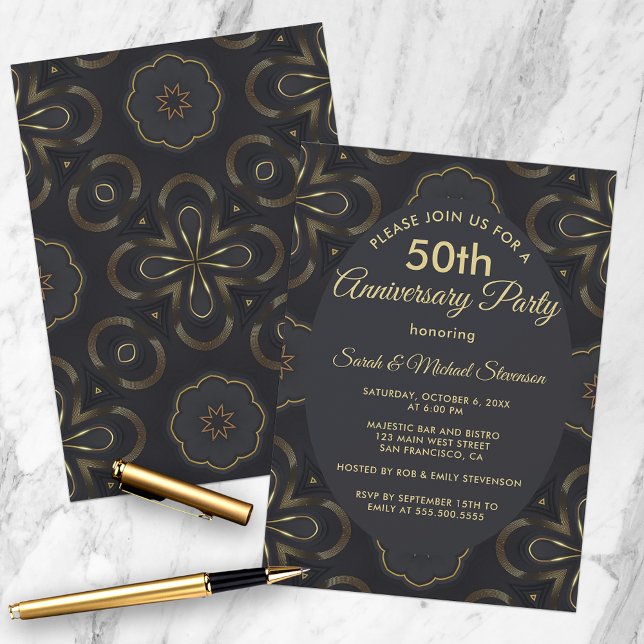 Chic Gold und Black 50 Jahre alt Party Einladung (Von Creator hochgeladen)