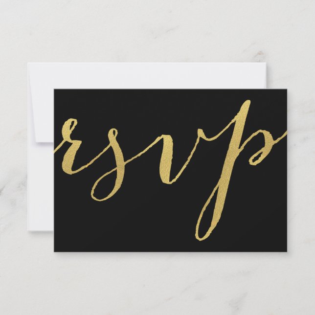 Chic Gold und Black RSVP Card (Vorderseite)